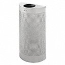 Fire-Resistant Trash Can, 12 gal, Stationary, Half-Round, Metal, Silver- Also available in(3 1/2 gal - 55 gal, various sizes)