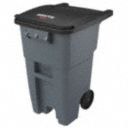 50 gal Rectangular Rollout Trash Can, Plastic, Gray - Also available in(Trash Container Capacity 32 gal, 50 gal, 65 gal, 95 gal - Color Black, Blue, Gray, Green, Red, Yellow)